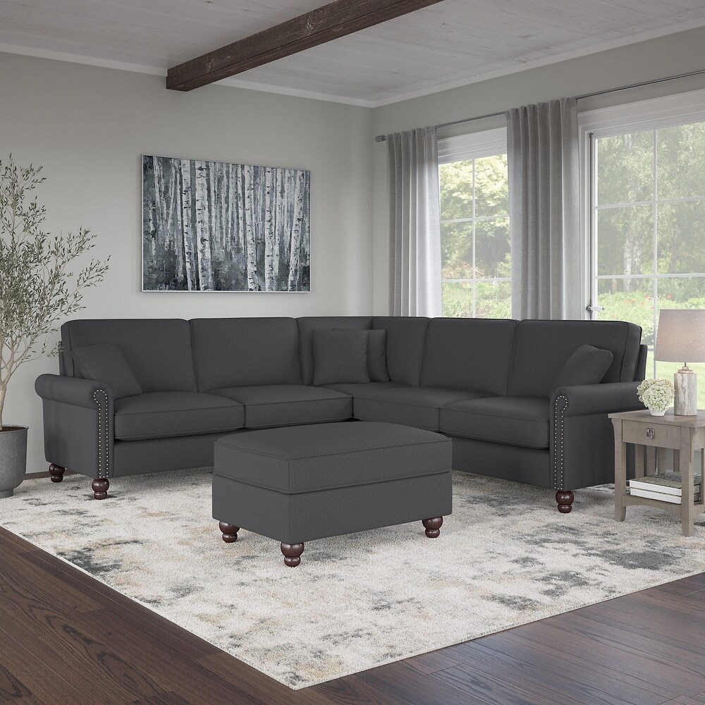 Coventry 99W L Shaped Sectional Couch with Ottoman by Bush Furniture