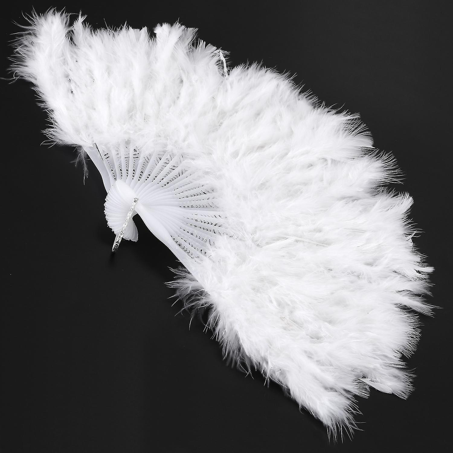 Ladies Feather Fan 1920s Burlesque Costume Accessory - White