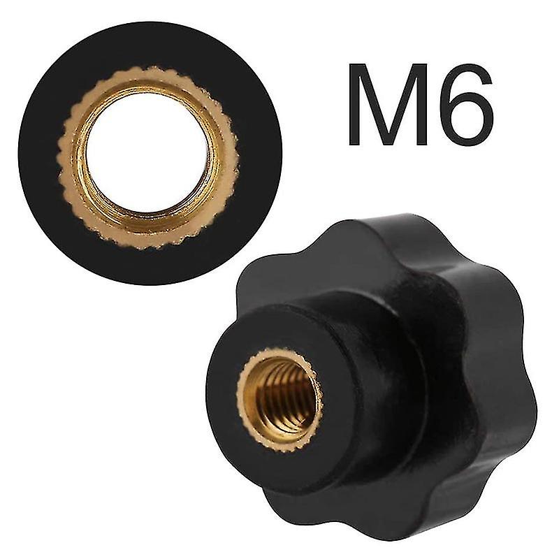 10pcs M6 Female Knob Screws M6 X 32mm Female Threaded Star Head Clamping Knob Grip Black