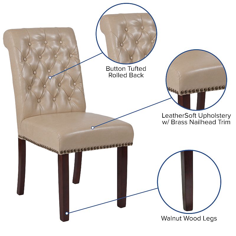 Merrick Lane Falmouth Upholstered Parsons Chair with Nailhead Trim - Set of 6