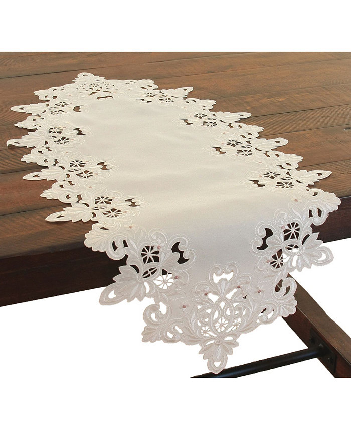 Xia Home Fashions Victorian Lace Embroidered Cutwork Spring Table Runner 16 x 34