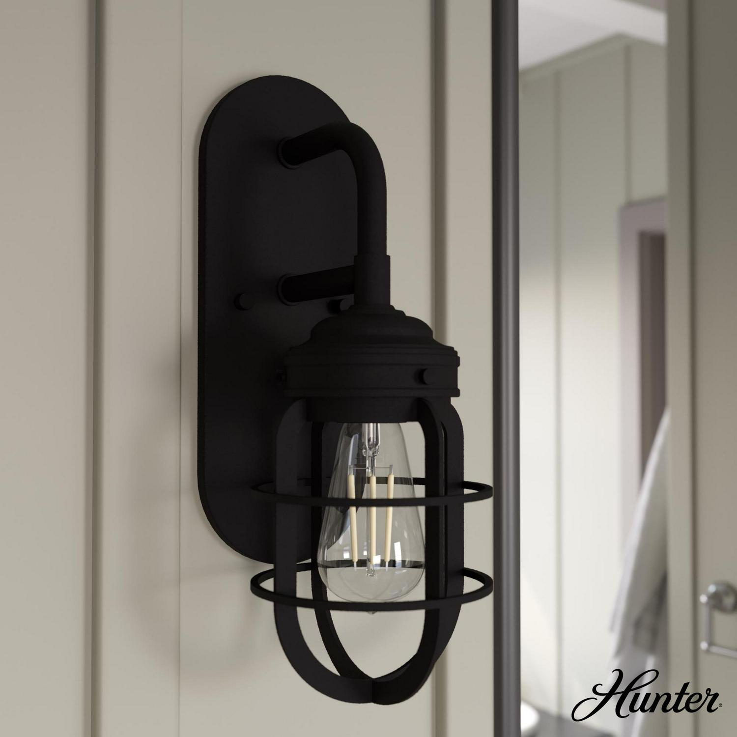 Hunter Starklake Natural Iron 1 Light Sconce Wall Light Fixture  Crowdfused