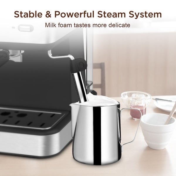 20 Bar Pump Coffee Machine Compatible with ESE POD Capsules FilterandMilk Frother Steam Wand