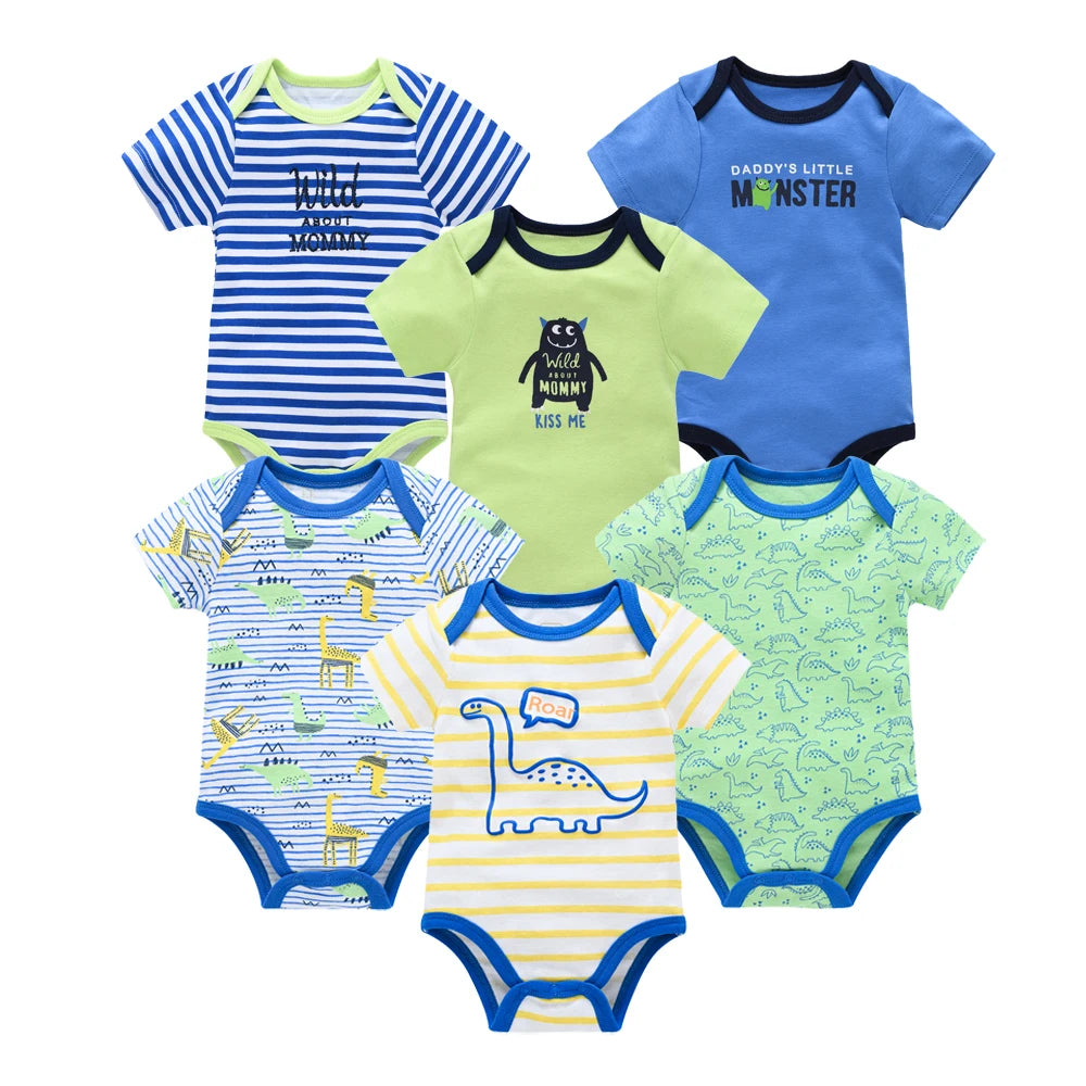 Kavkas Baby Girls Bodysuits 6 pcs/lot Summer Cotton Baby Clothes Short Sleeve Newborn body bebe 0-3 months Infant Clothing