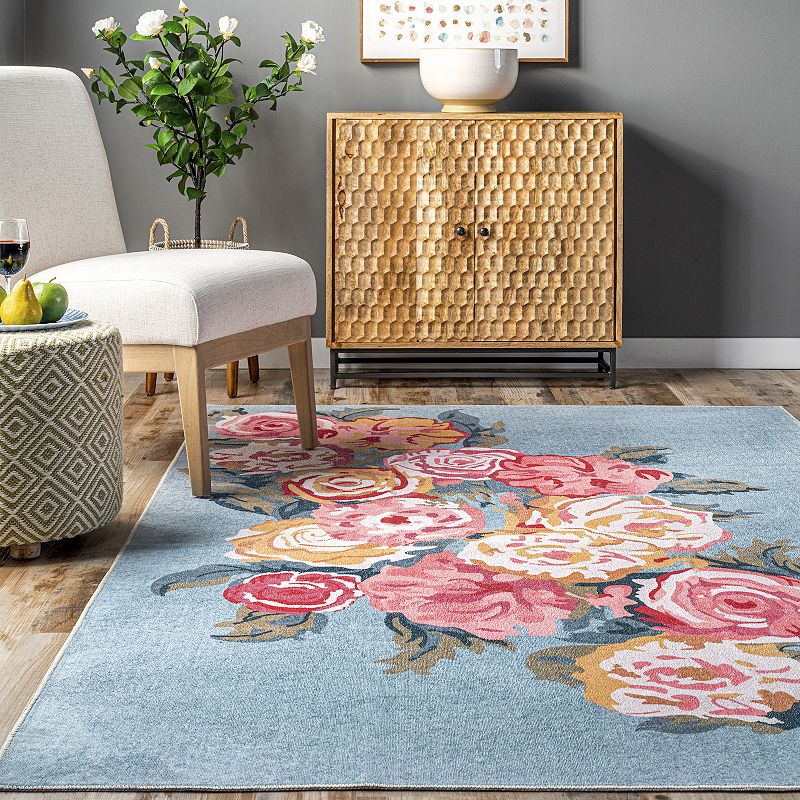 nuLOOM Lauryn Machine Washable Floral Area Rug