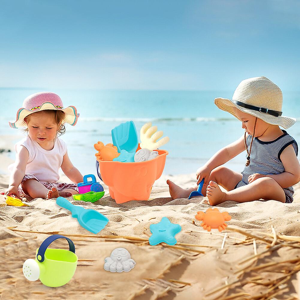 7pcs Beach Toys Set， Toddler Beach Toys Travel Sand Toys For Beach Including Sand Bucket， Shovel， Watering Can， 3 Sand Molds Sandbox Toys For Kids Bab