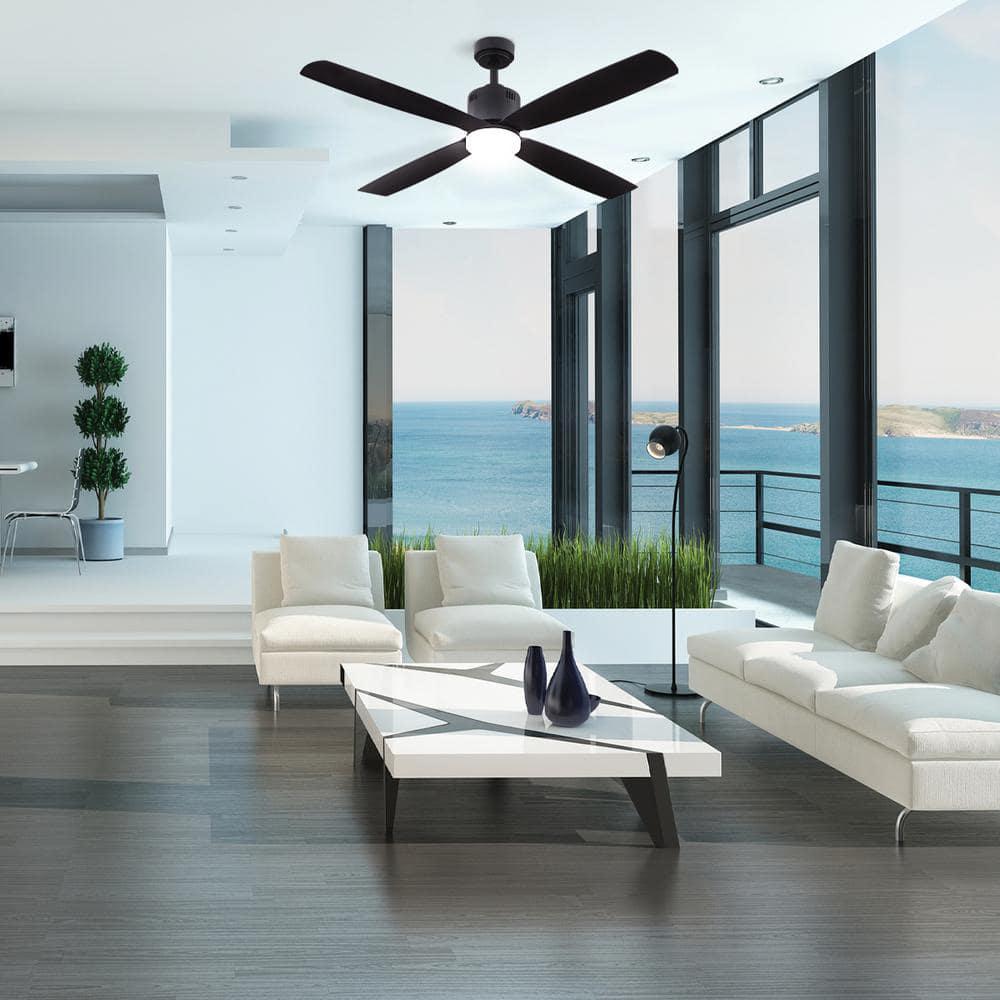 Home Decorators Collection Kitteridge 52 in LED Indoor Matte Black Ceiling Fan with Light Kit