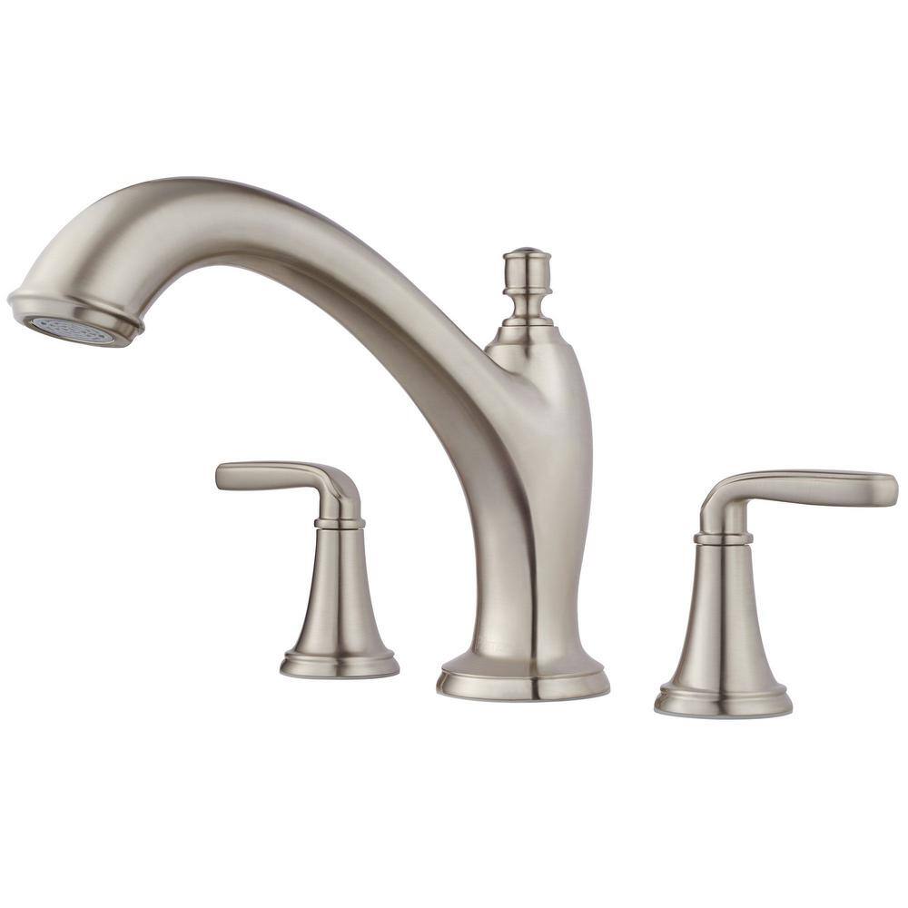 Pfister Northcott 2-Handle Deck-Mount Roman Tub Faucet Trim Kit in Brushed Nickel (Valve Not Included) RT6-5MGK