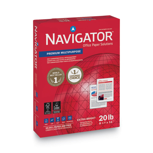 Navigator Premium Multipurpose Copy Paper， 97 Bright， 20lb， 8.5 x 11， White， 500 Sheets/Ream， 10 Reams/Carton (NMP1120)