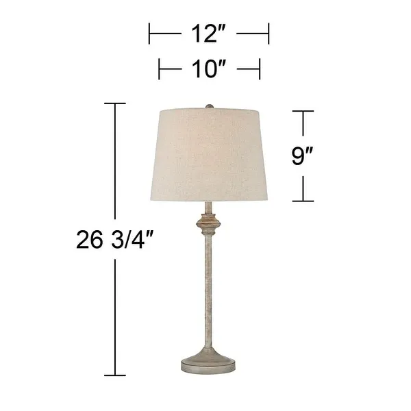 Set of 2 Country Cottage Buffet Table Lamps Light Beige Wood - 12