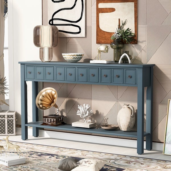 Nestfair Entryway Console Table with Drawers and Bottom Shelf