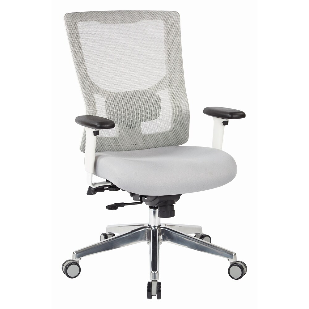 Pro Line White Mesh High Back Office Chair with Seat Slider and Adjustable Arms