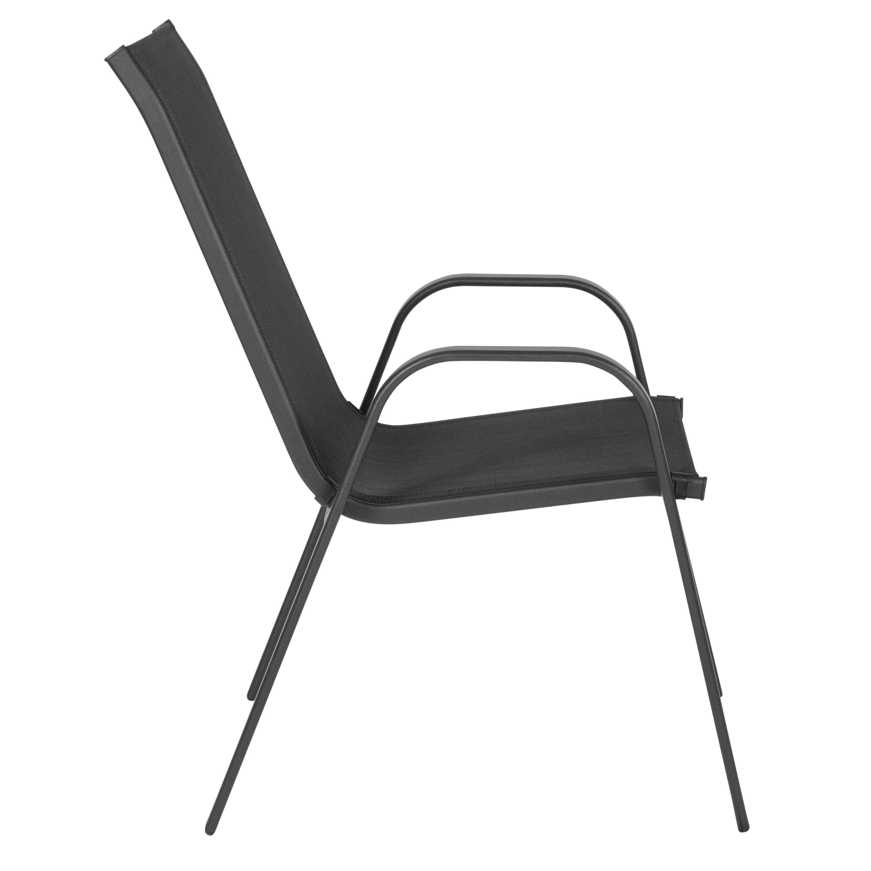 Flash Furniture 5 Pack Brazos Series Black Outdoor Stack Chair with Flex Comfort Material and Metal Frame