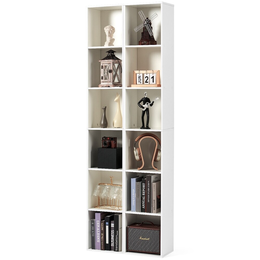 Tall Narrow Bookshelf  6 Tier Cube Display Rack