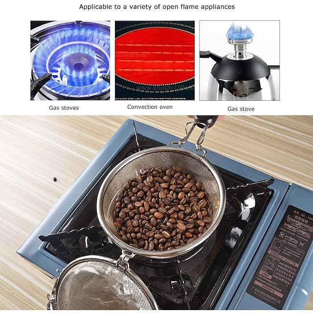 Coffee Roasting Bean Mesh Filter Stainless Steel Roasting Utensils Frying Net Household Roasting Net Peel Tea