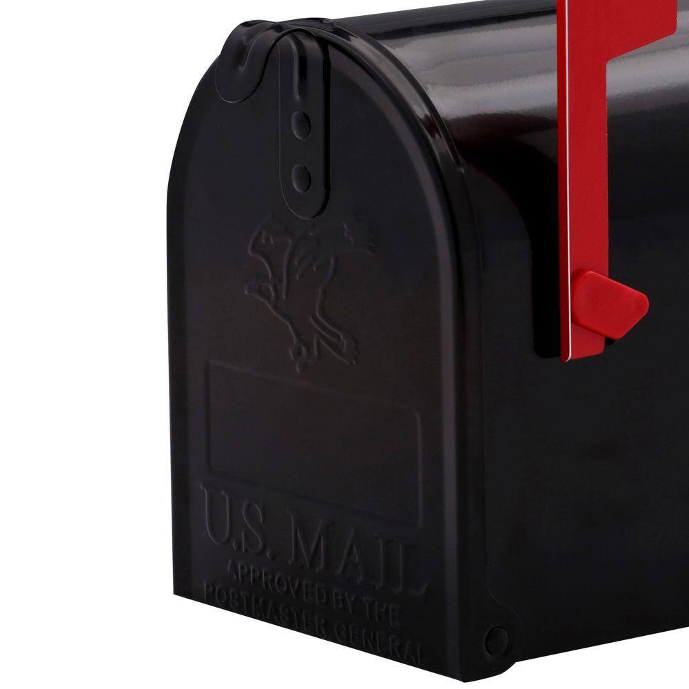 Architectural Mailboxes Elite Black Medium Steel Post Mount Mailbox E1100BAM