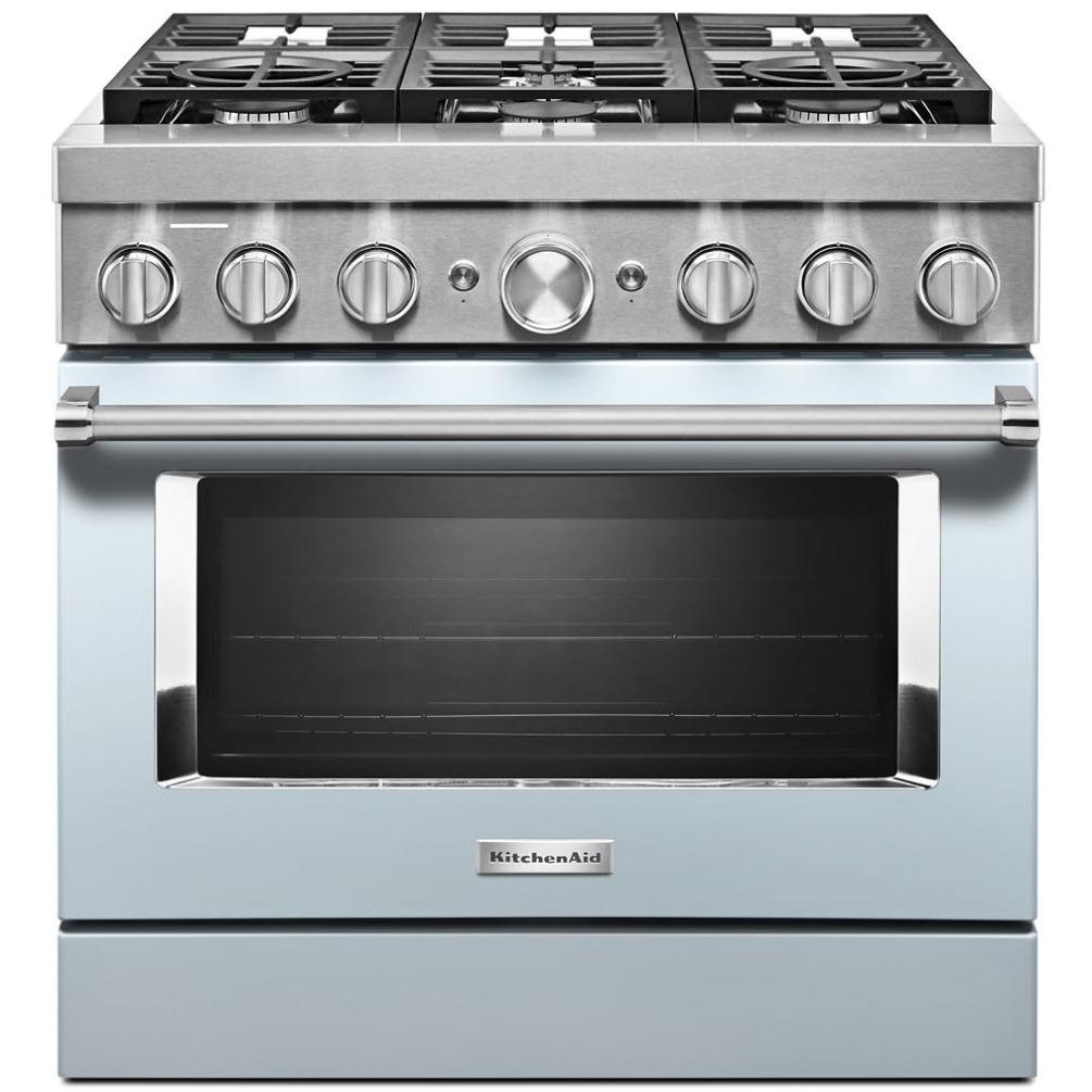 KitchenAid 36-inch Freestanding Dual Fuel Range with Even-Heat? True Convection KFDC506JMB