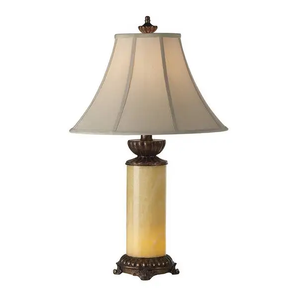 Traditional Table Lamp Bronze Onyx Column Off White - 17