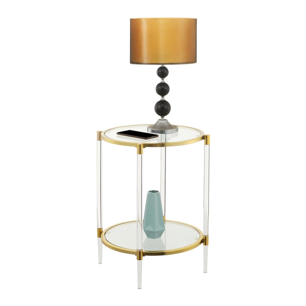 Convenience Concepts Royal Crest 2 Tier Acrylic Glass End Table