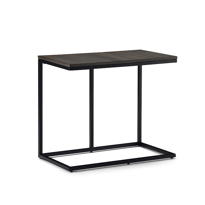 Simpli Home Ward Square Industrial Contemporary Wide C Side Table - Warm Grey