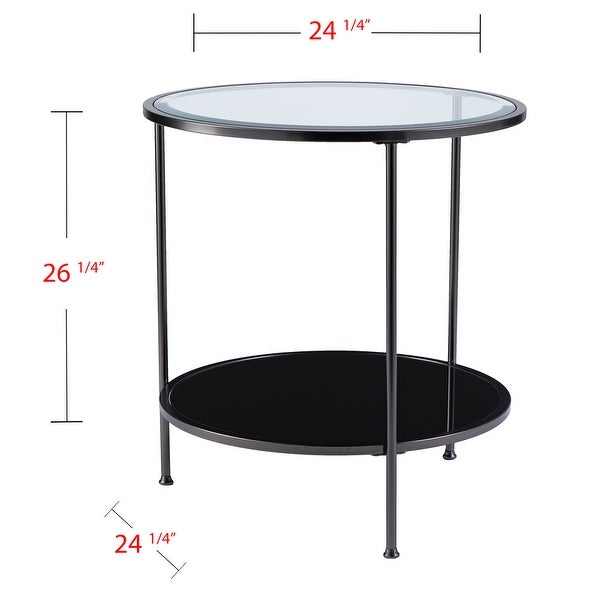 SEI Furniture Rainier Round Metal and Glass Side Table