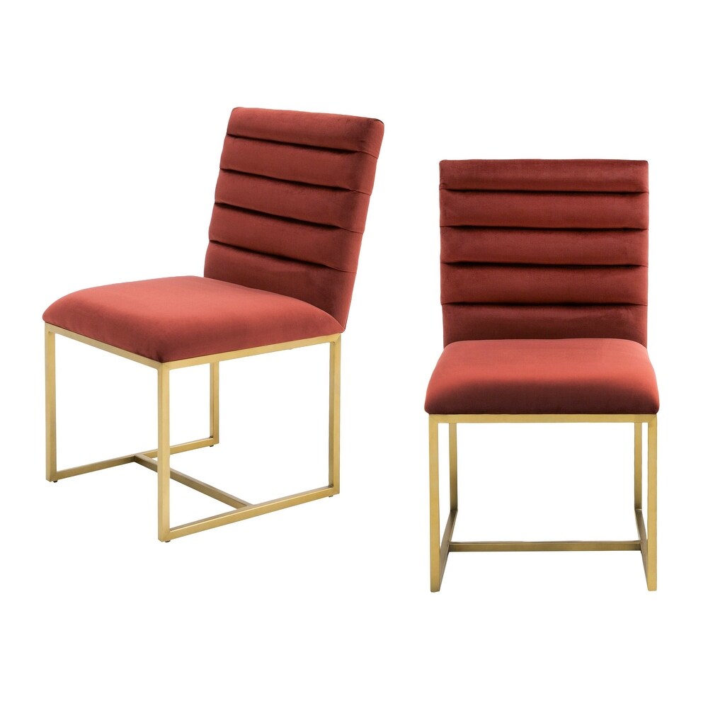 Modrest Barker Modern Red   Brush Gold Dining Chair (set of 2)