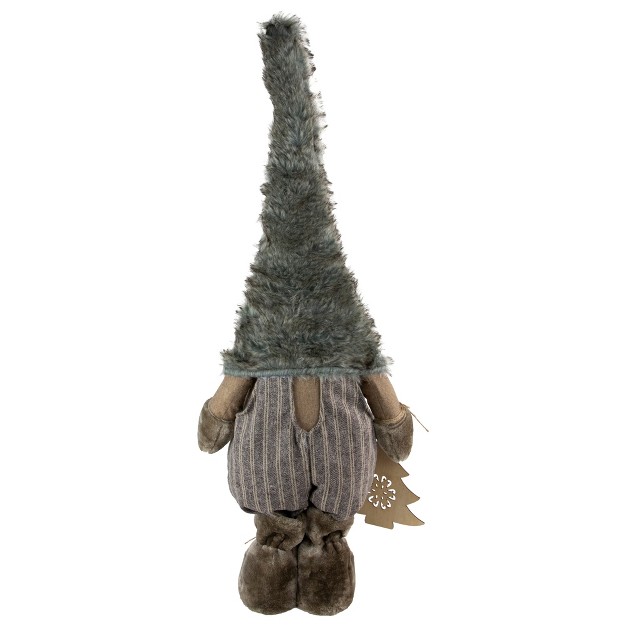 Brown And White Woodland Gnome With Striped Pants Christmas Figurine