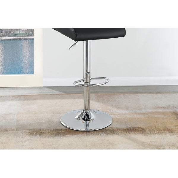 Adjustable Bar stool Gas lift Chair Faux Leather Tufted Chrome Base Modern Set of 2 Chairs Dining Kitchen