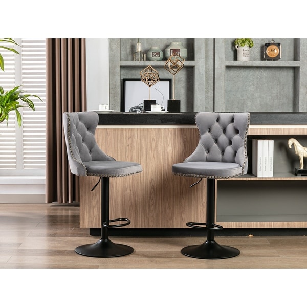 Swivel Velvet Barstools Set of 2