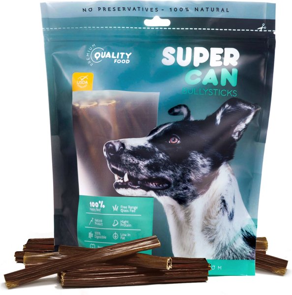 SuperCan Bully Sticks 6-in Beef Gullet Sticks Dog Treats， 25 count