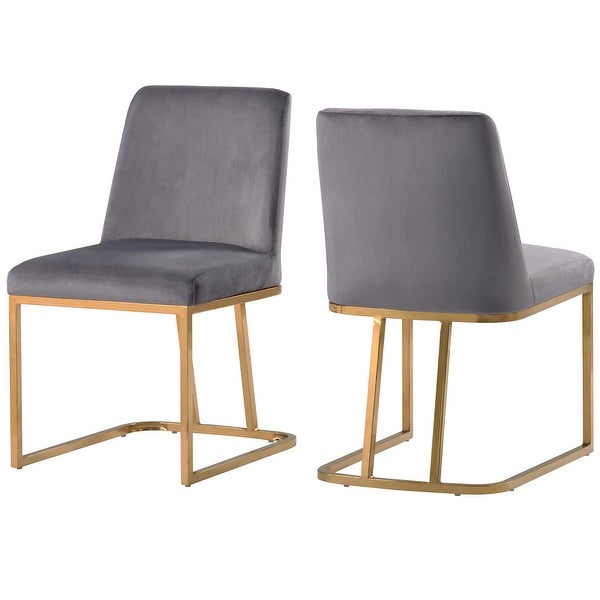 Modern Minimalist Gold Metal Base Upholstered Armless Velvet Dining Chairs Set of 4