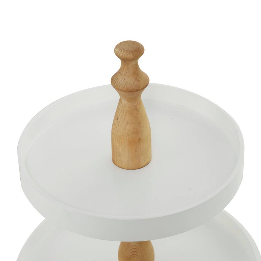 Litton Lane Farmhouse 3-Tier White Wood Cake Stand 041546