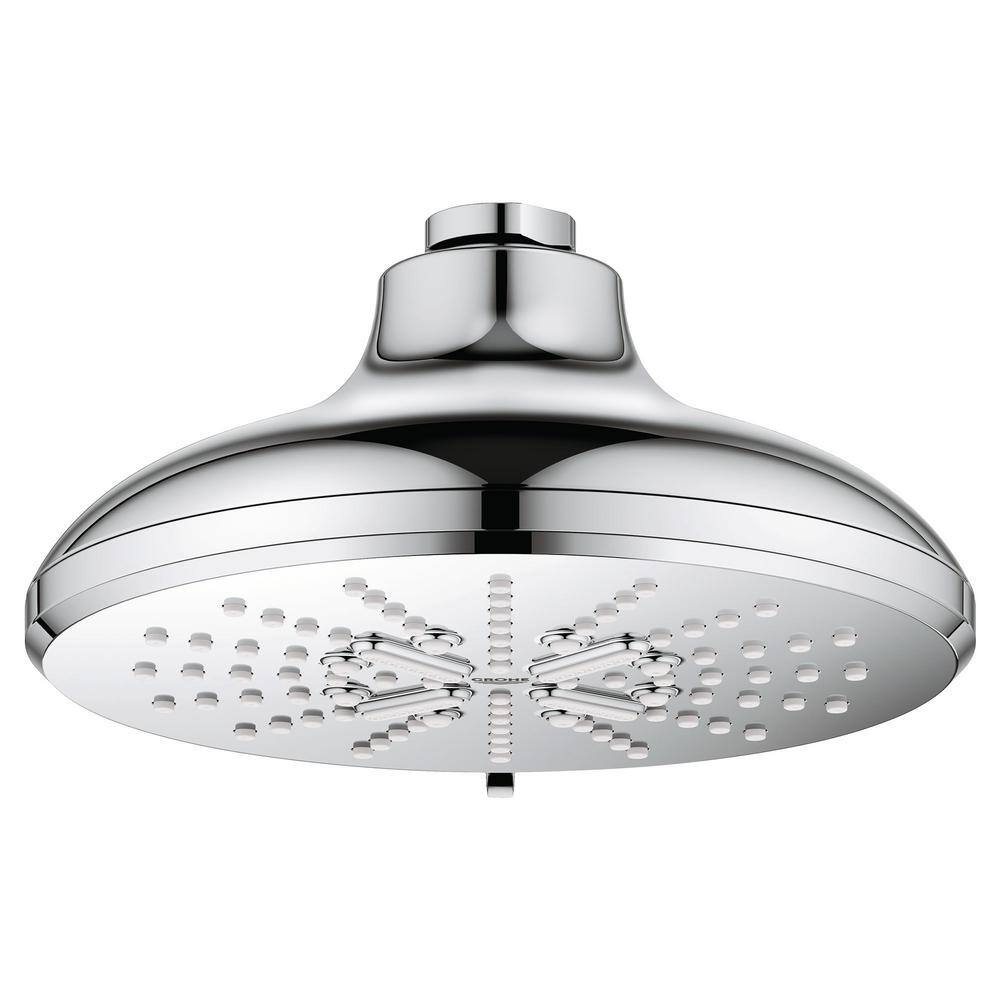 GROHE Rainshower SmartActive 3-Spray Patterns 1.75 GPM 6.5 in. Round Wall Mount Fixed Shower Head in StarLight Chrome 26789000