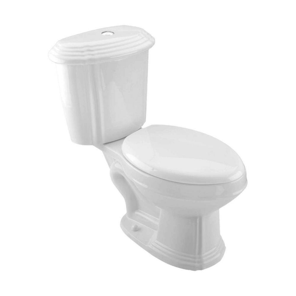 RENOVATORS SUPPLY MANUFACTURING Sheffield 2-Piece 0.8 GPF1.6 GPF WaterSense Dual Flush Elongated Toilet in White with Slow Close Seat 10783