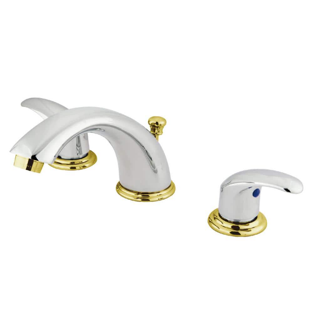 Kingston Brass Legacy 8 in Widespread Double Handle Bathroom Faucet in Polished Brass