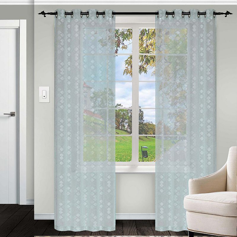 Superior Argyle Sheer Set of 2 Window Curtain Panels