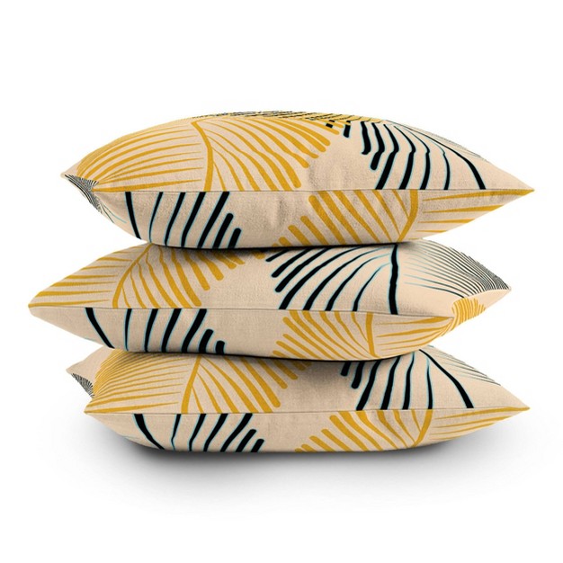 Mirimo Two Palm Leaves Outdoor Throw Pillow Yellow cream Deny Designs