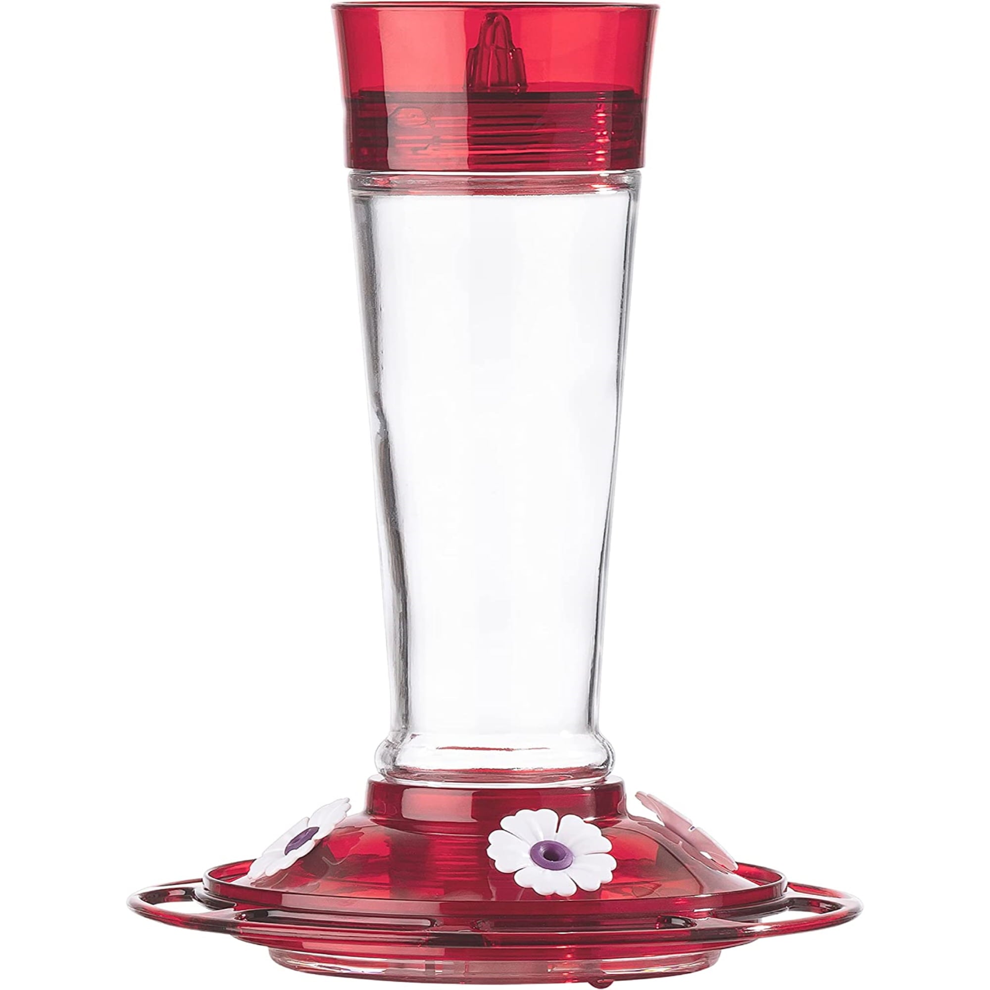 More Birds Ruby Glass Bottle Hummingbird Feeder， 10-Oz Nectar Capacity