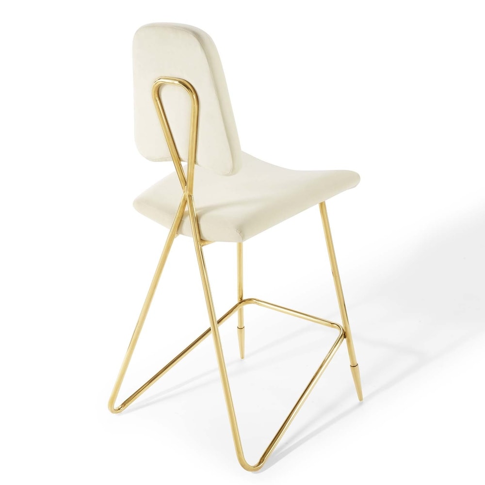 Modway Ponder Performance Velvet Bar Stool  Ivory