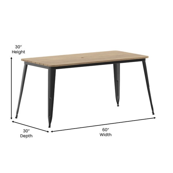 30x60 Commercial Poly Resin Restaurant Table with Umbrella Hole