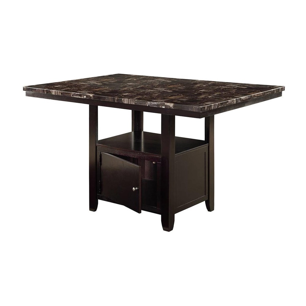 Wooden Dining Table with Storage in Brown