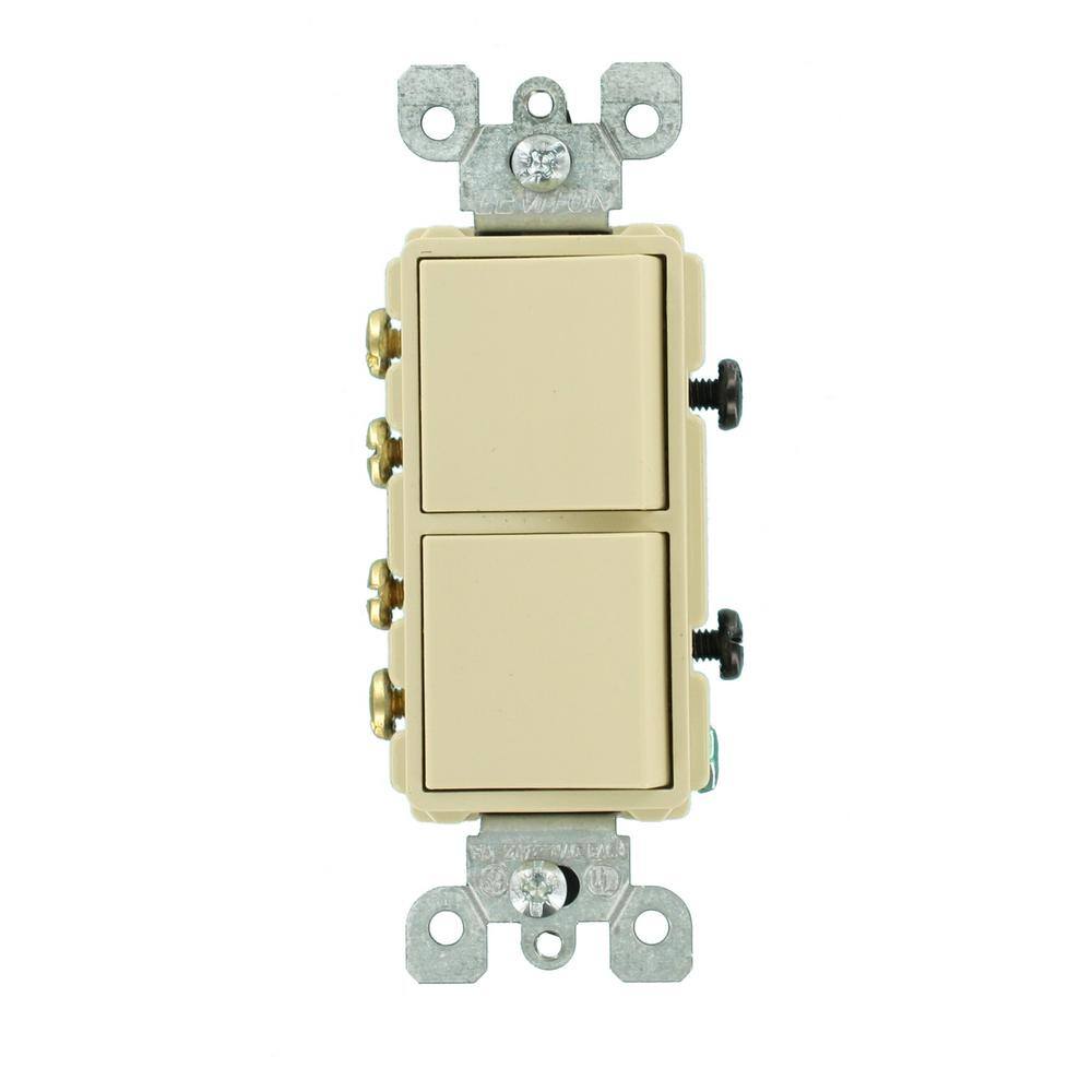 Leviton 15 Amp Decora Commercial Grade Combination Two 3-Way Rocker Switches Ivory 5643-I