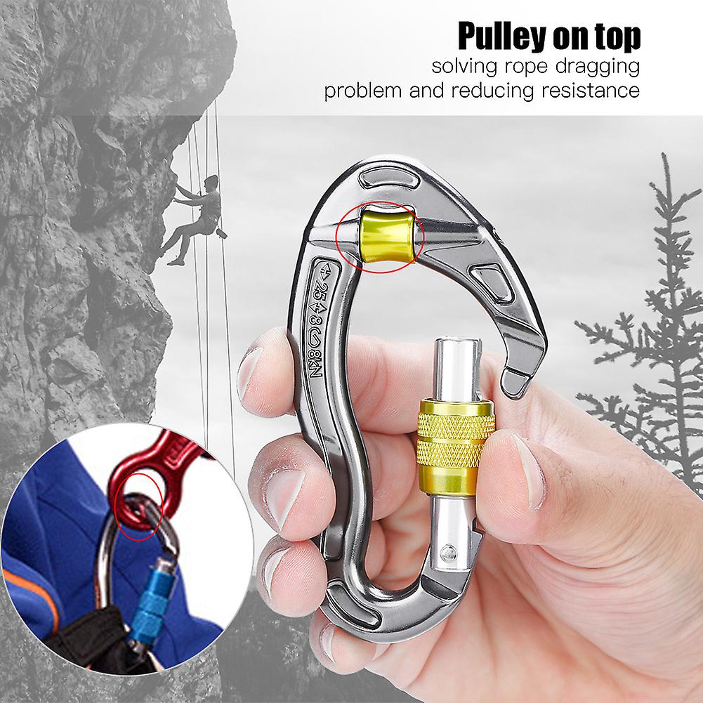 25kn Carabiner Screw Locking Hook For Rock Climbing Mountaineering Rescue Equipment(yellow)