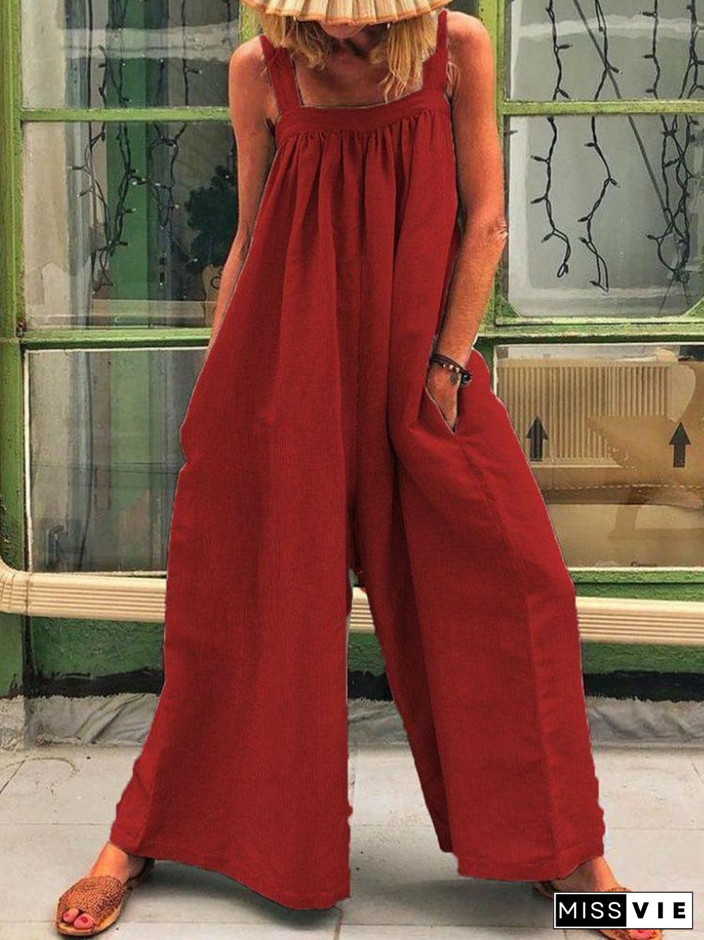 Loose Pure Color Jumpsuits