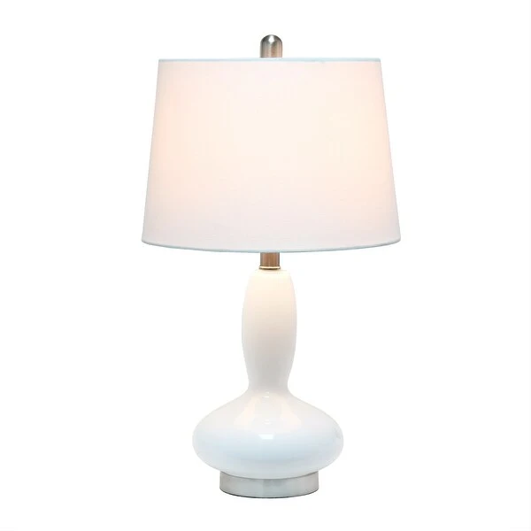 Lalia Home Glass Dollop Table Lamp with White Fabric Shade， Seafoam - 8.8L x 8.8W x 16.5H