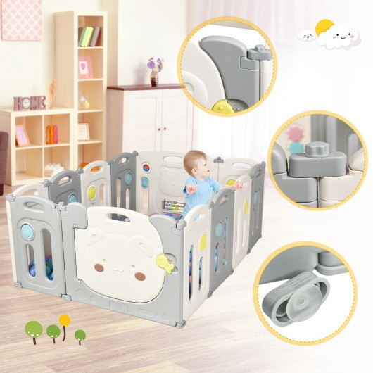 Costway 47951832 12 Panel Baby Playpen Kids Activi...