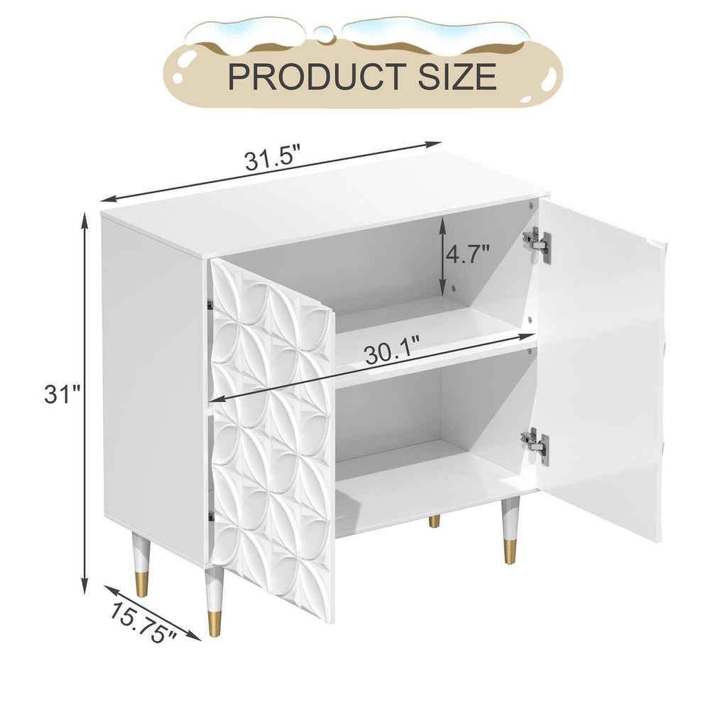 Clihome 2 Door Sideboard Glossy Locker Media Storage Accent Cabinet