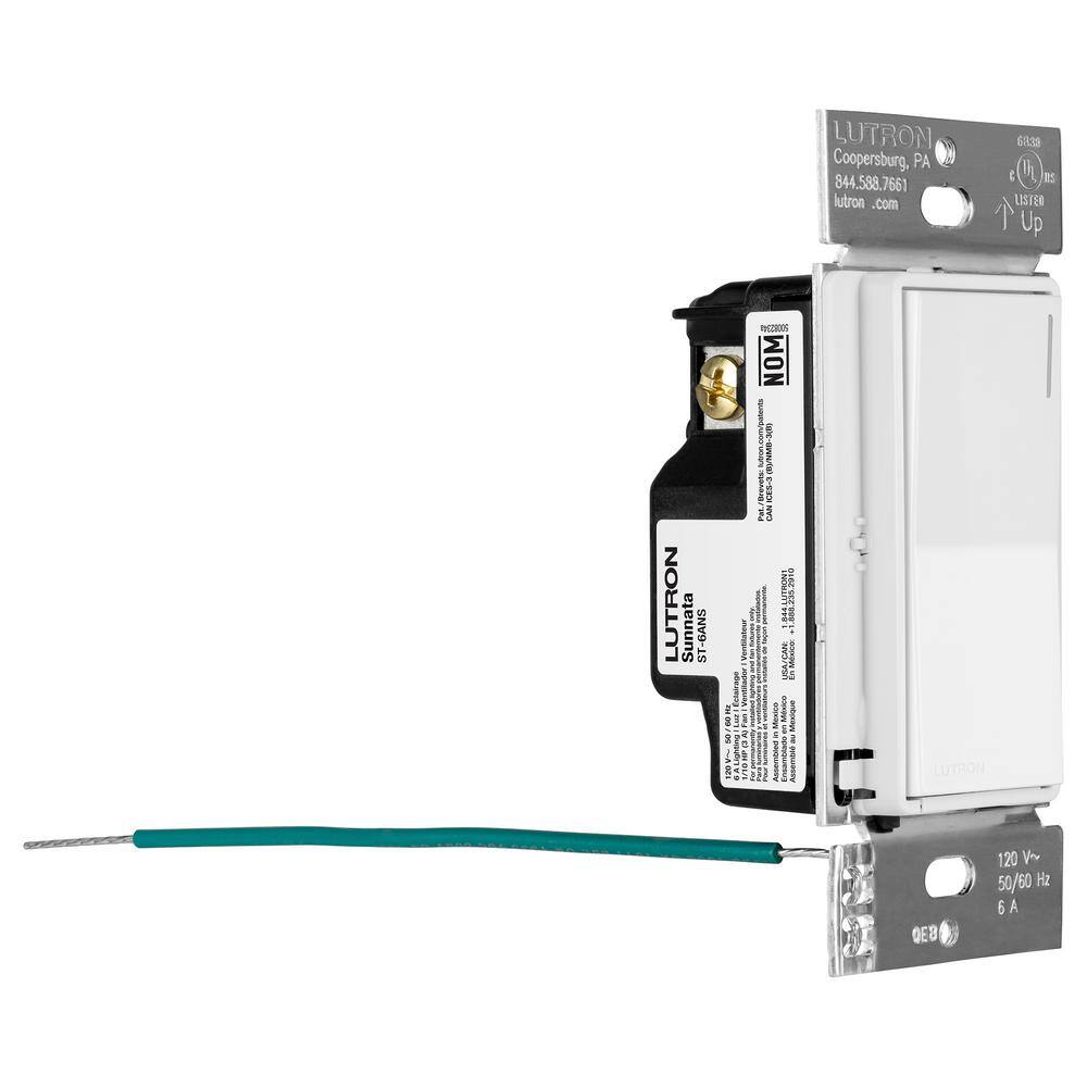 Lutron Sunnata Switch for 6A Lighting or 3A 110 HP Motor Single PoleMulti Location Black (ST-6ANS-BL) ST-6ANS-BL