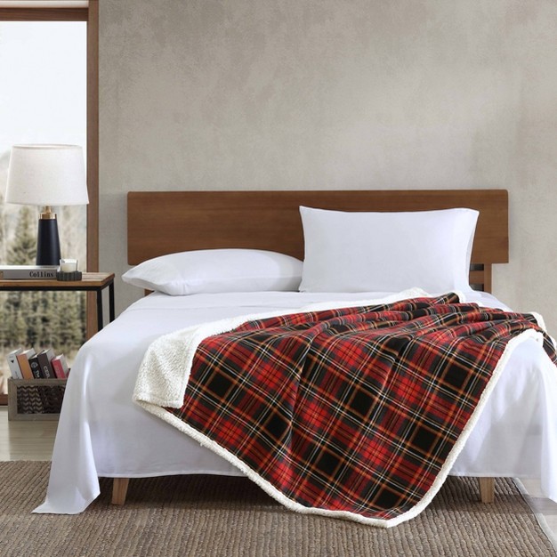 Mountain Tartan Reversible Throw Blanket Red Eddie Bauer