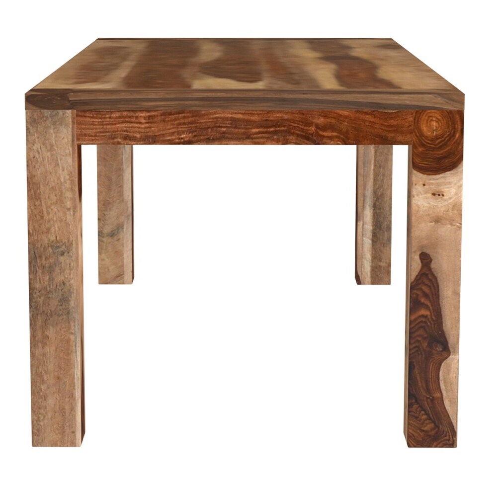 Rustic Modern Solid Wood Rectangular Dining Table in Dark Sheesham